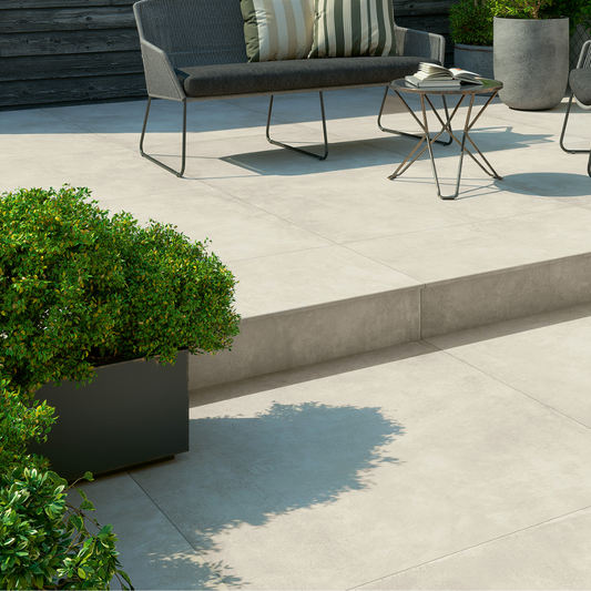 Dalle terrasse sur plot 60x60x2 CM Parker blanc Effet Béton Ciré