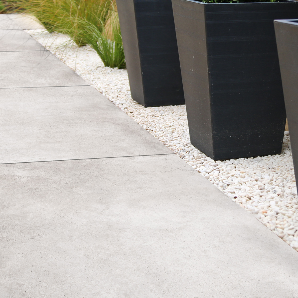 Dalle terrasse sur plot 60x60x2 CM Parker blanc Effet Béton Ciré