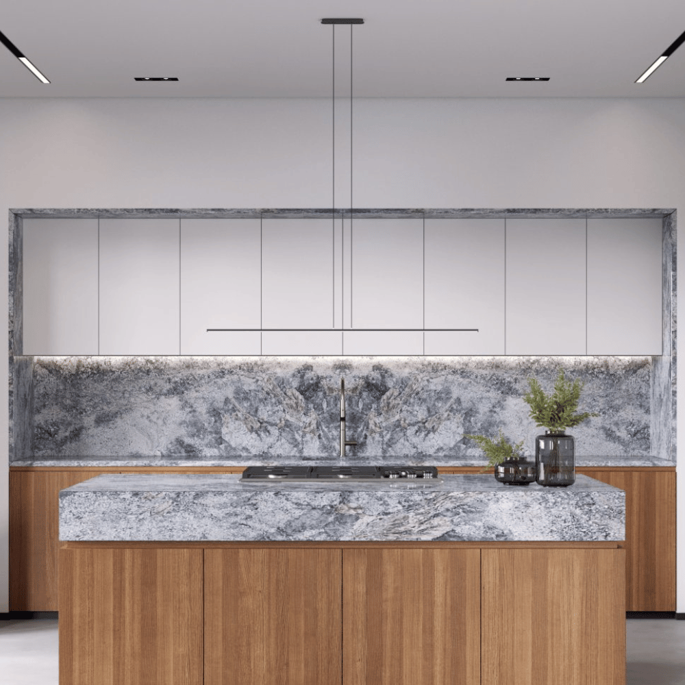 plan de travail en granit gris azul aran