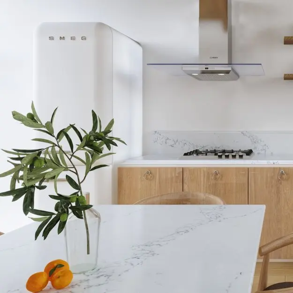 Plan de travail quartz Blanc "STATUARIO"