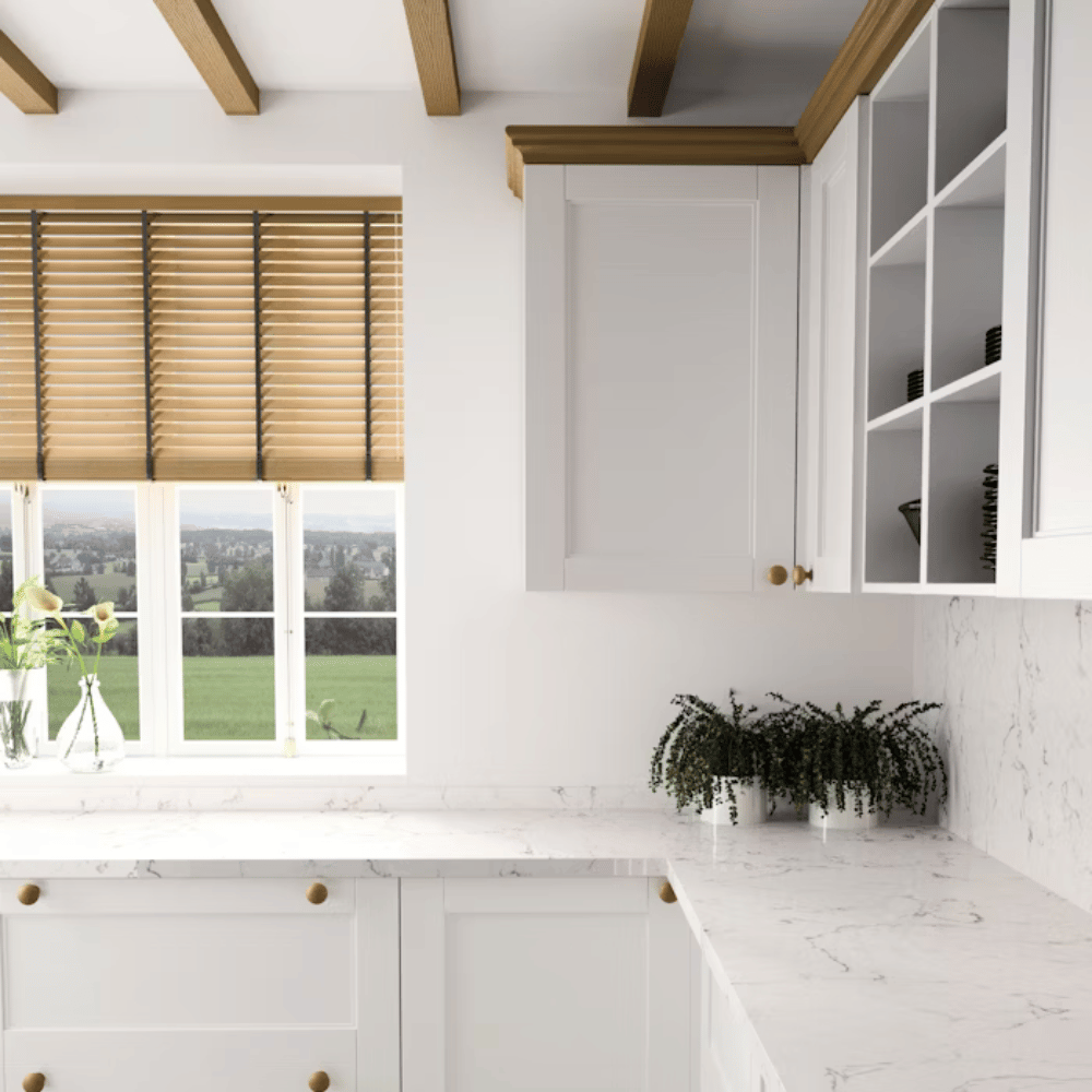 Plan de travail en quartz blanc