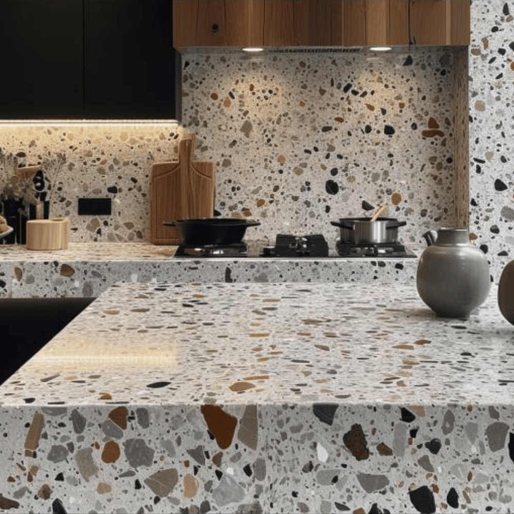 Plan de travail terrazzo gris