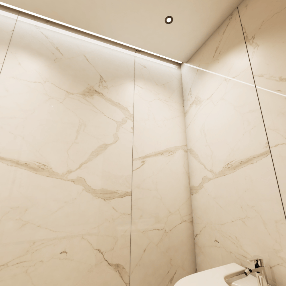 revetement mural beige pour salle de bain