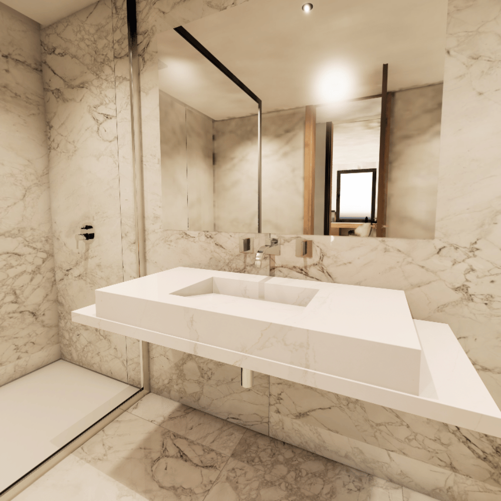 Revetement mural gris pour salle de bain