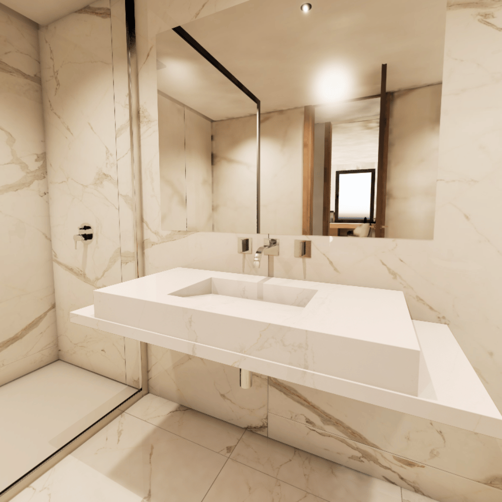 revetement mural beige pour salle de bain