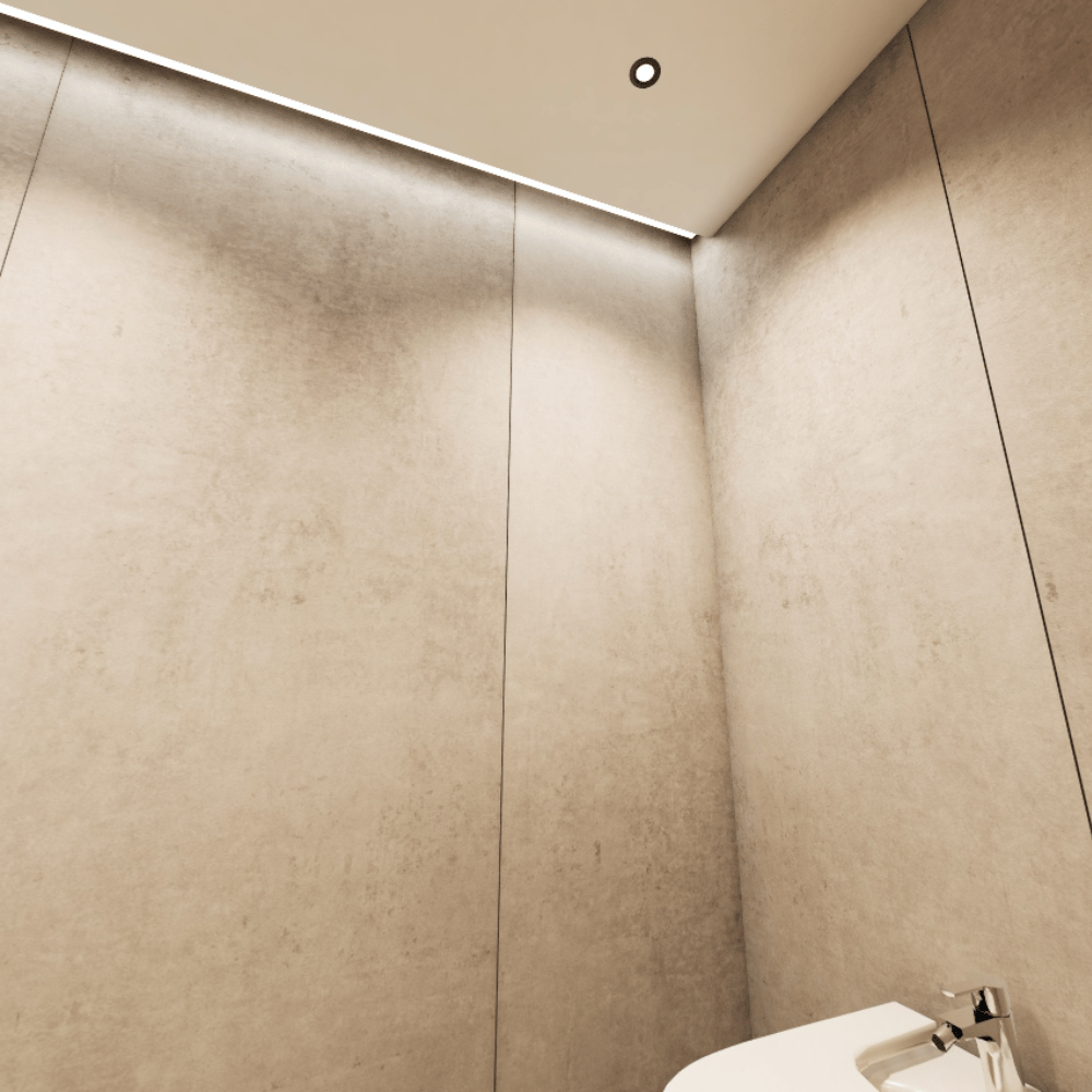 Revetement mural beige pour salle de bain