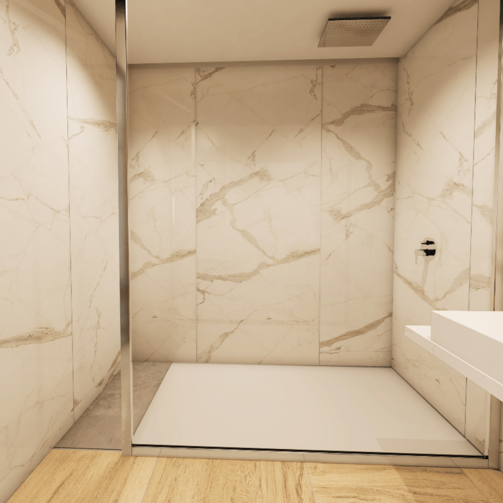 revetement mural beige pour salle de bain