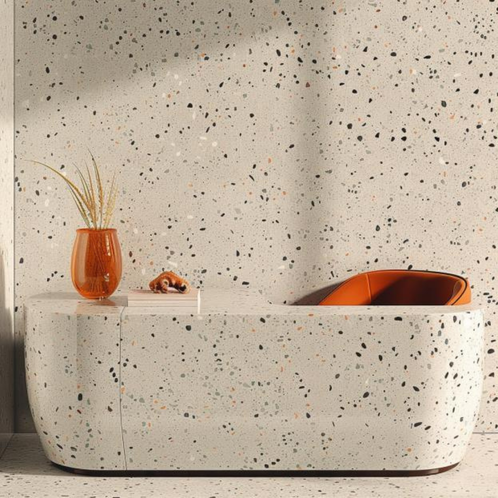 crédence terrazzo noir et blanc