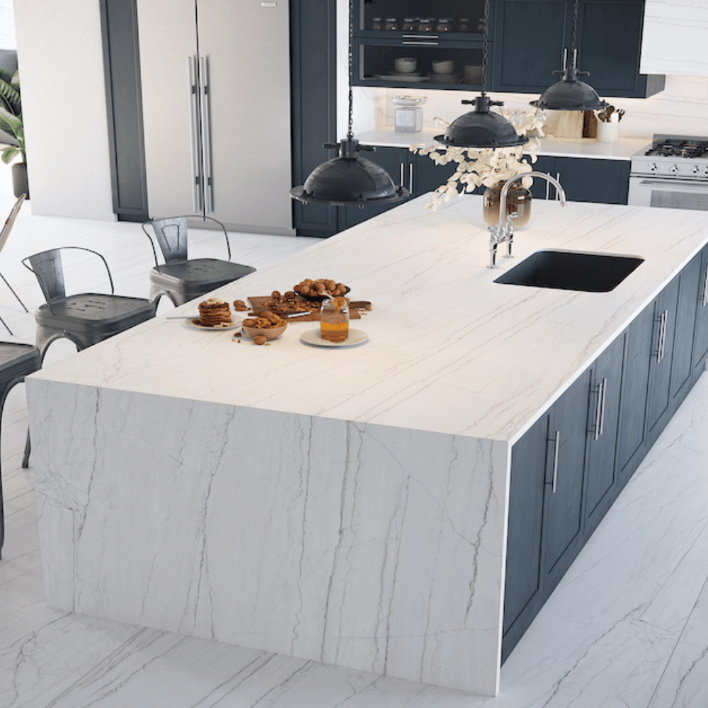 plan de travail effet marbre en dekton
