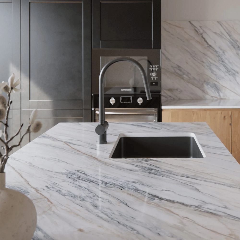 plan de travail en dekton blanc couleur trance