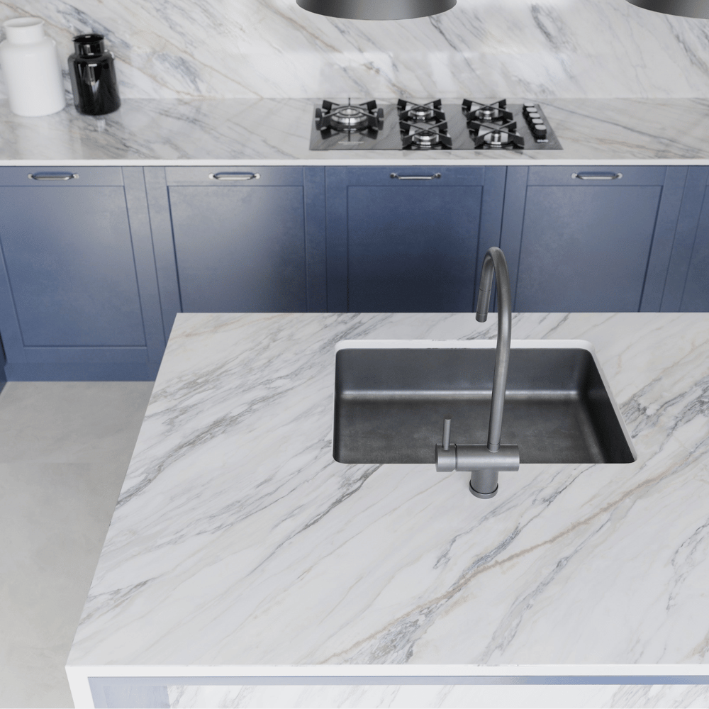plan de travail en dekton blanc couleur trance