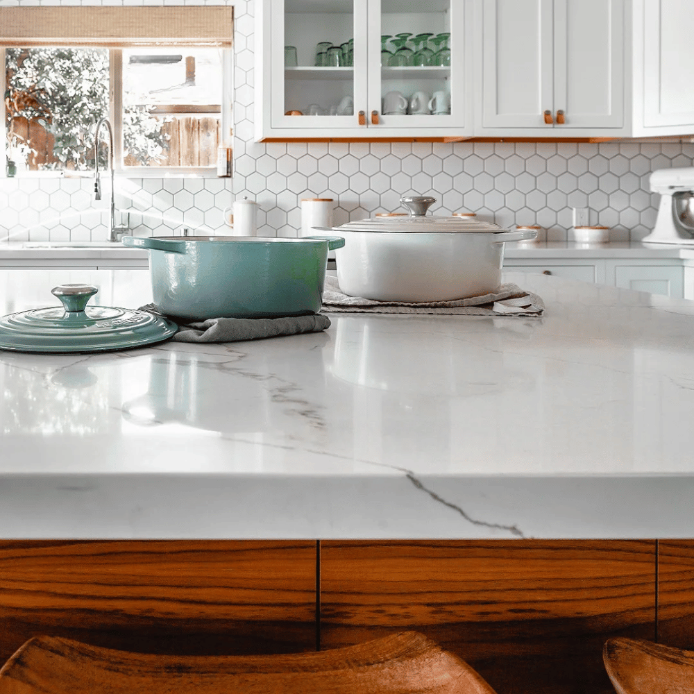 Plan de travail marbre blanc "CALACATTA LINCOLN"