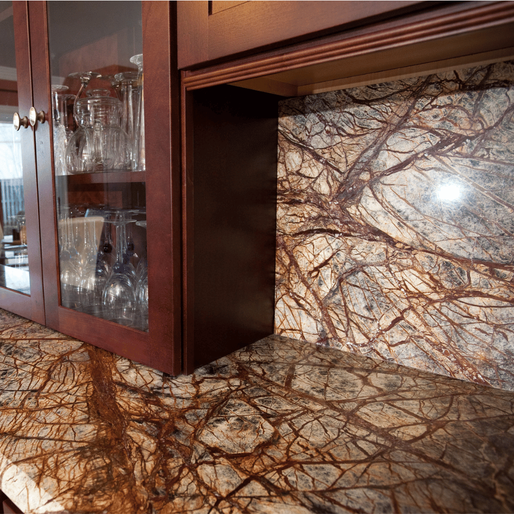 Plan de travail marbre marron "FOREST BROWN"