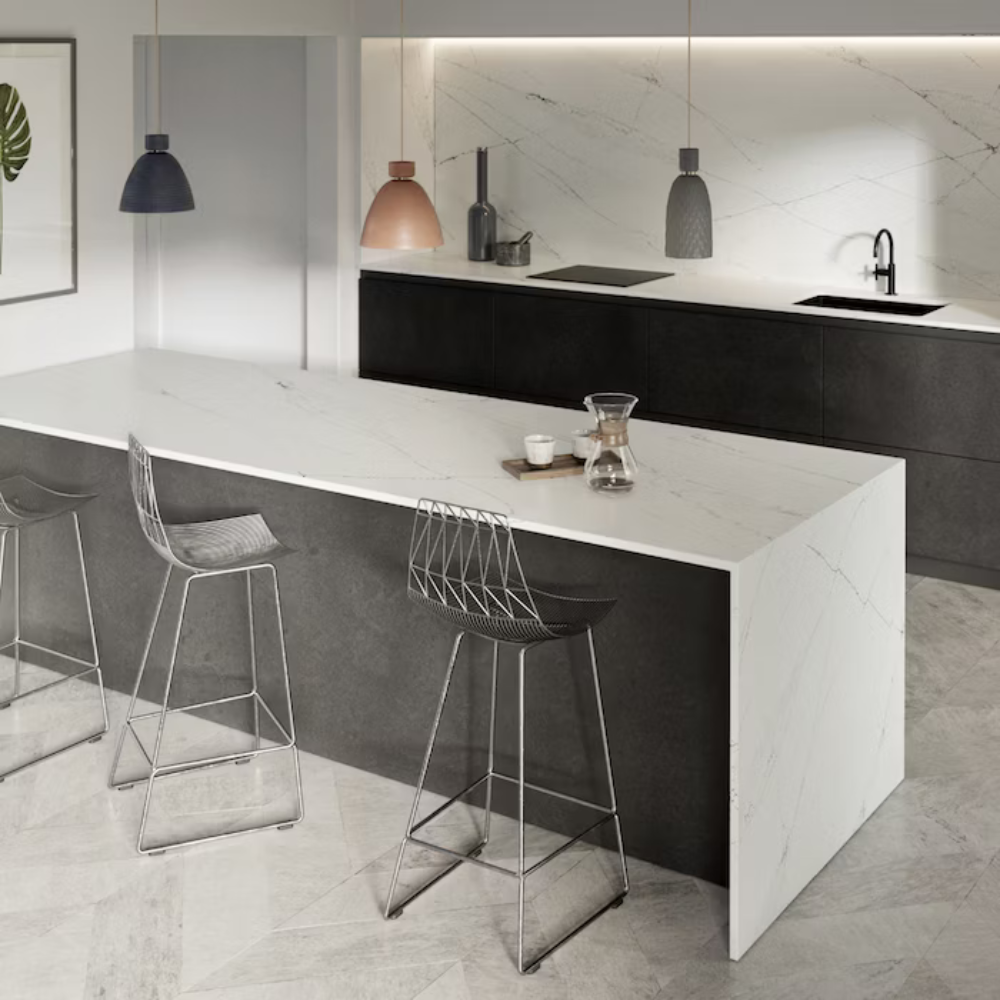 plan de travail en quartz blanc silestone