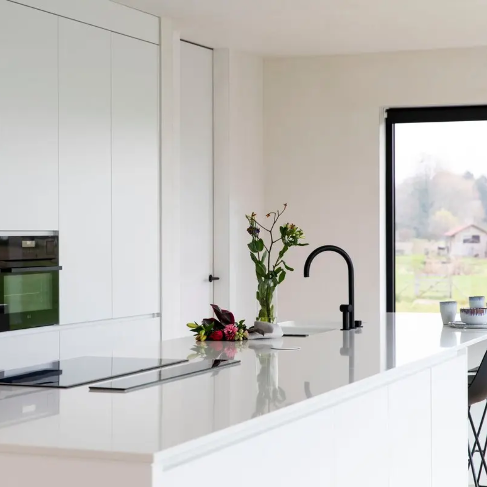 plan de travail en quartz blanc