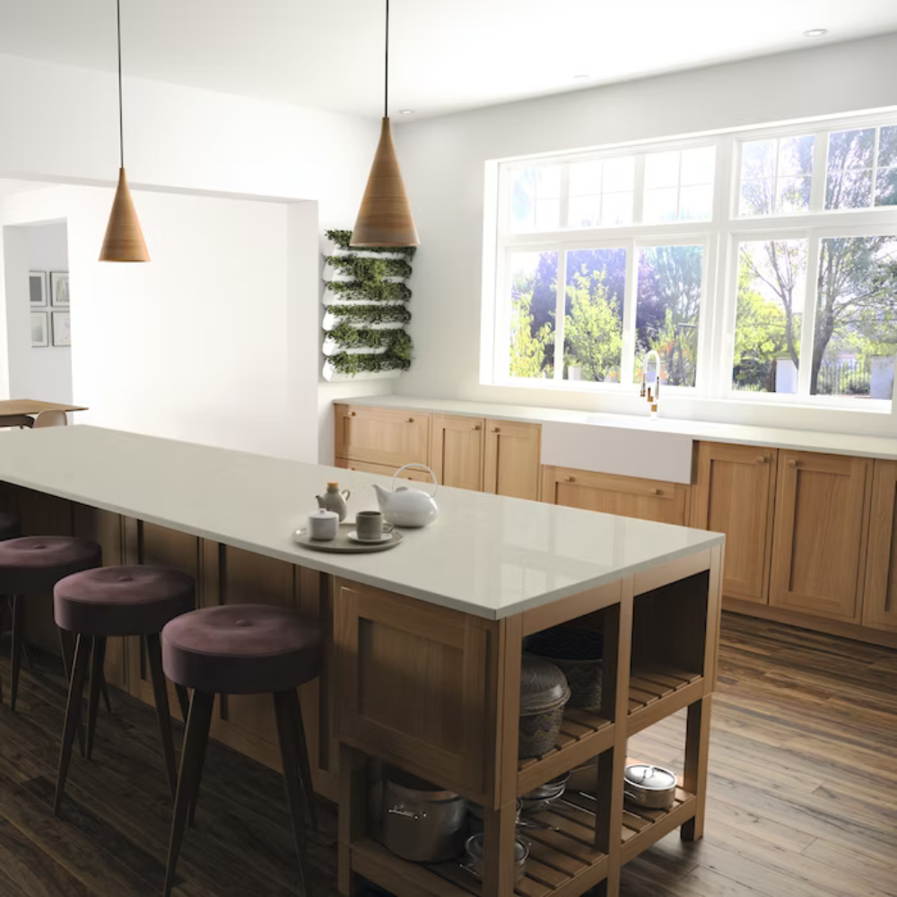 plan de travail beige en quartz silestone