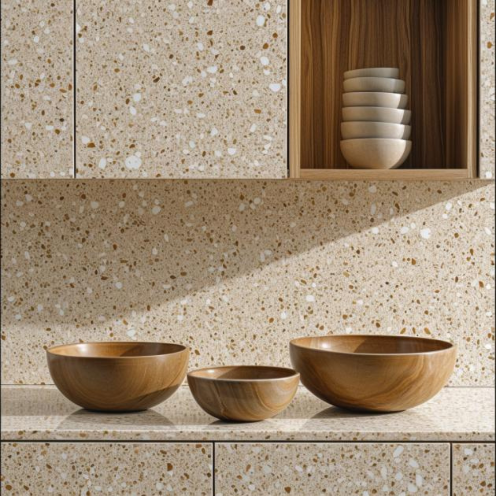 crédence terrazzo beige