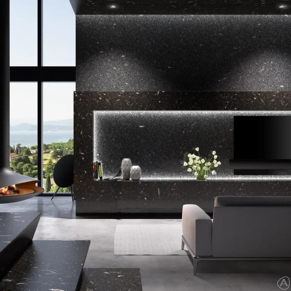 salon moderne en granit noir "black ice"